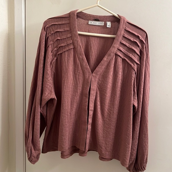 The Muses Lounge Textured Sweater Knit Cardigan with Blouson Sleeves Size L - Picture 2 of 7
